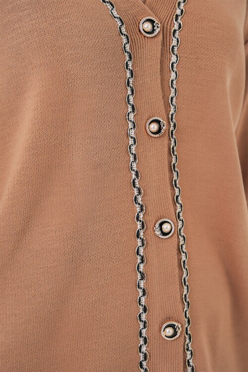 Kadın Hırka Pantolon Triko İkili Takım 15956 - Camel