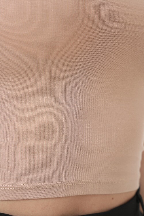 Kadın İp Askılı Basic Crop Büstiyer 973 - Krem