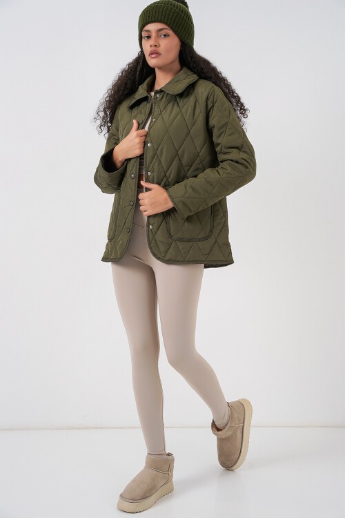 Kadın Kapitone Oversize Mont 5226 - Haki