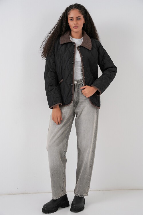 Kadın Kapitone Oversize Mont 5226 - Siyah