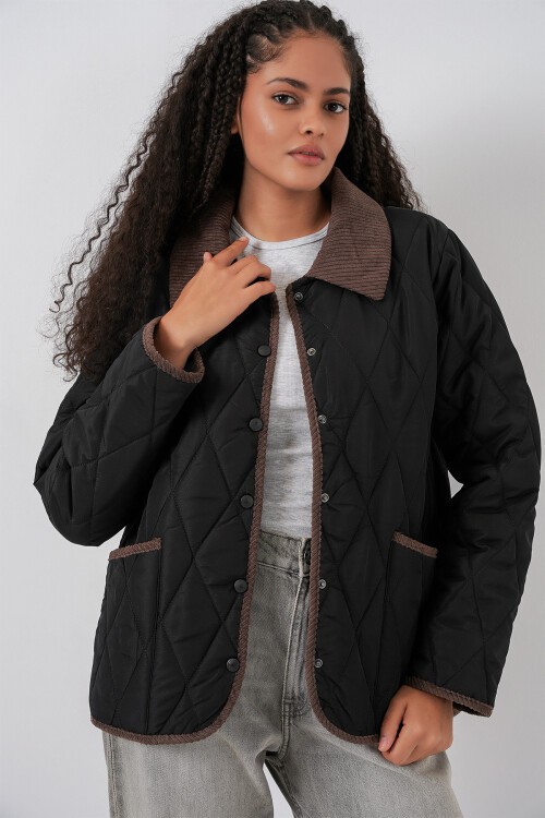 Kadın Kapitone Oversize Mont 5226 - Siyah