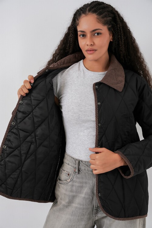 Kadın Kapitone Oversize Mont 5226 - Siyah