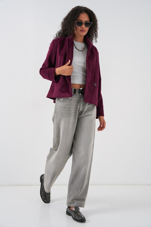 Kadın Kaşe Ceket 0725 - Bordo