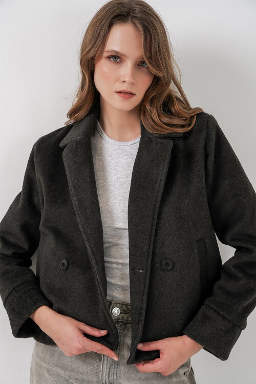 Kadın Kısa Kaşe Ceket 0725 - Antrasit