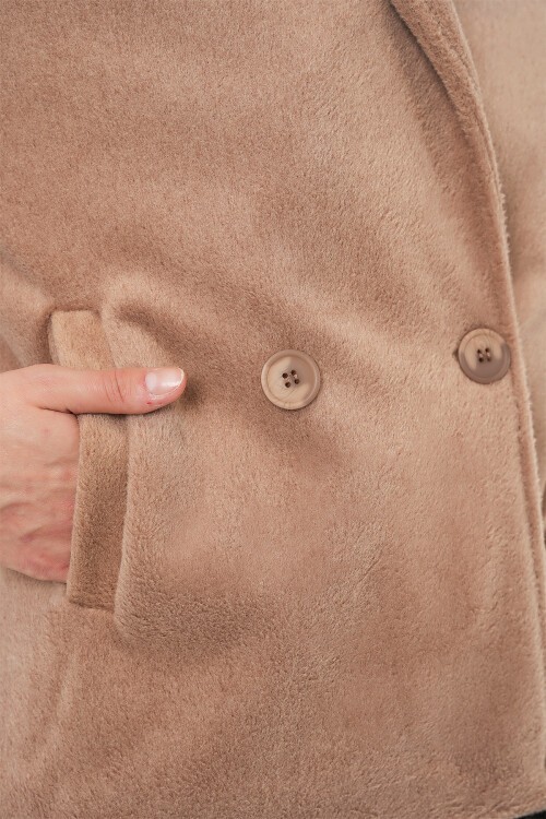 Kadın Kısa Kaşe Ceket 0725 - Bisküvi