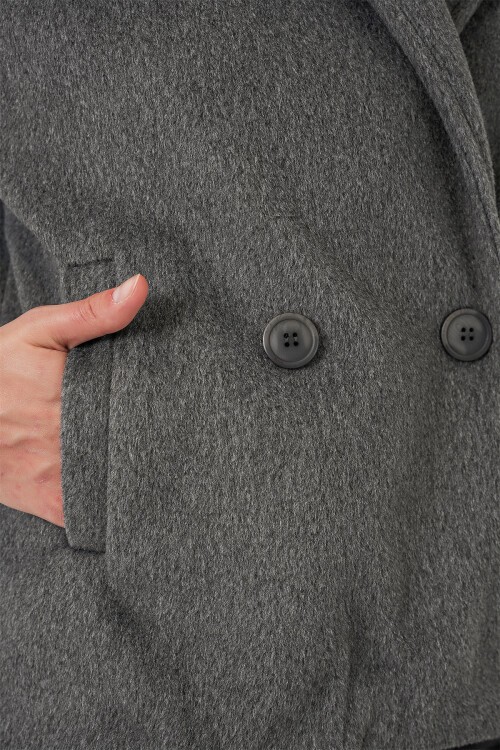 Kadın Kısa Kaşe Ceket 0725 - Gri