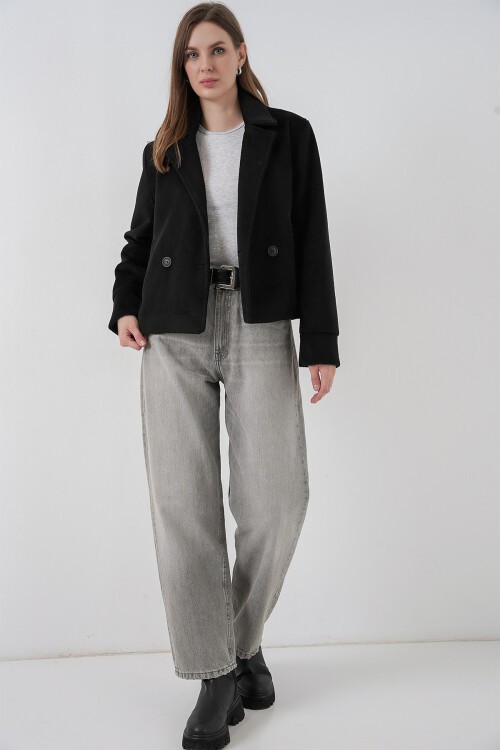 Kadın Kısa Kaşe Ceket 0725 - Siyah