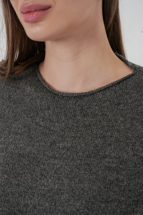 Kadın Kısa Kol Triko Elbise 15950 - Antrasit