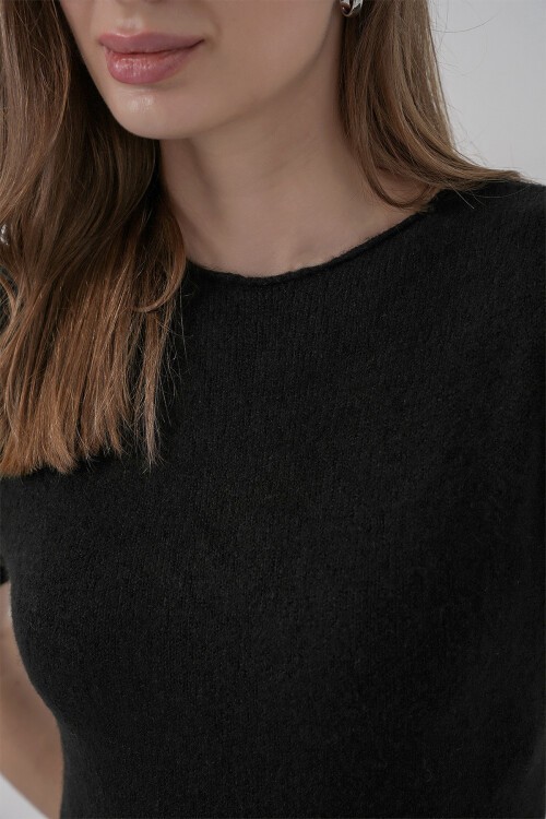 Kadın Kısa Kol Triko Elbise 15950 - Siyah