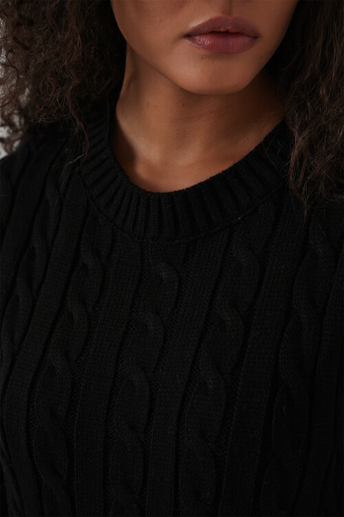 Kadın Kısa Triko Elbise 15943 - Siyah