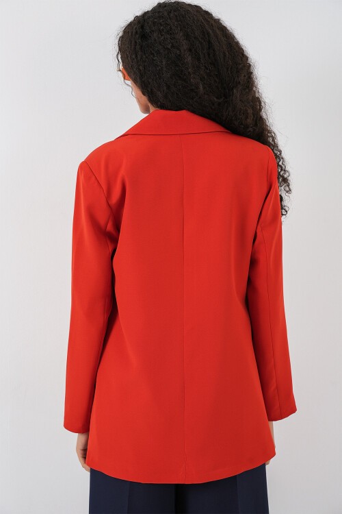 Kadın Kruvaze Yaka Blazer Ceket 0722 - Kiremit