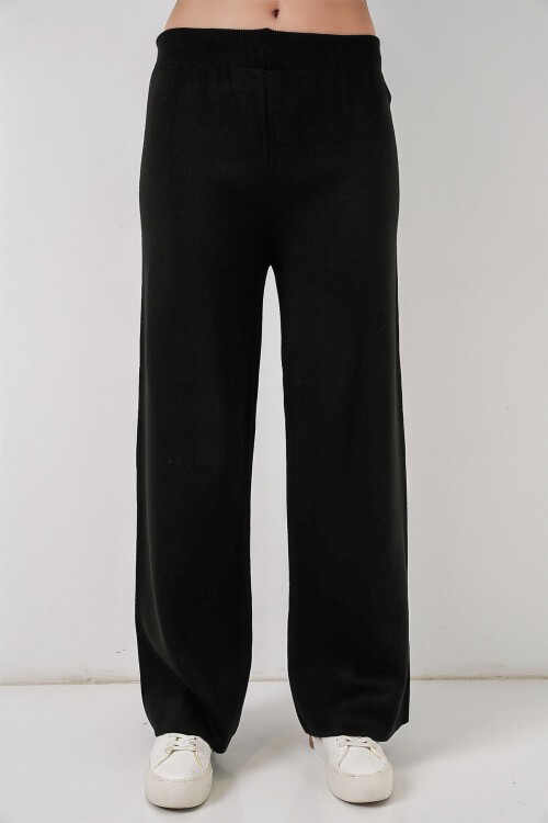 Kadın Nakışlı Triko Hırka Pantolon İkili Takım 15963 - Siyah