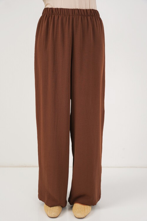 Kadın Önü Bağcıklı Tunik Pantolon İkili Takım 6744 - Kahverengi