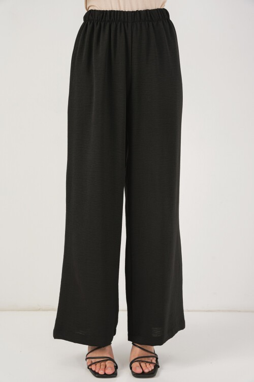 Kadın Önü Bağcıklı Tunik Pantolon İkili Takım 6744 - Siyah