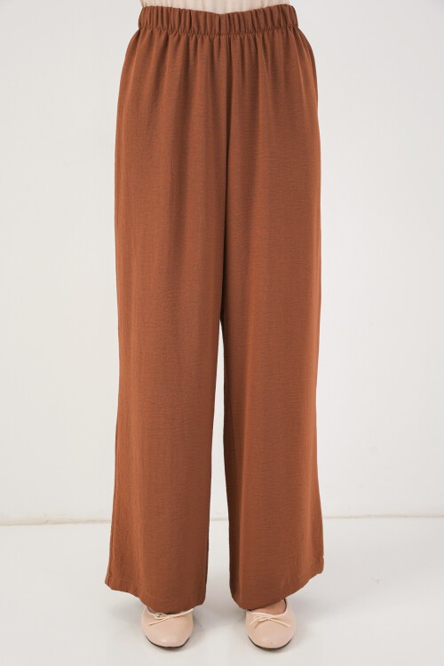 Kadın Önü Bağcıklı Tunik Pantolon İkili Takım 6744 - Taba