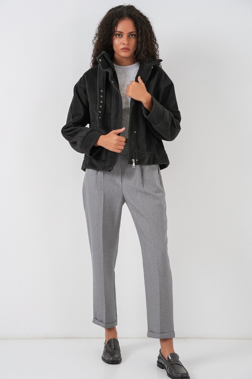 Kadın Oversize Bomber Ceket 0729 - Antrasit