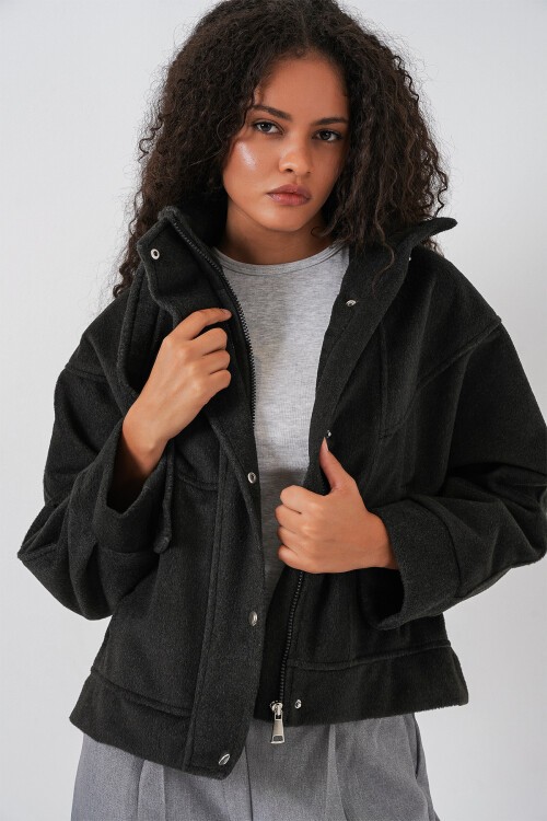 Kadın Oversize Bomber Ceket 0729 - Antrasit
