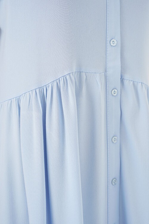 Kadın Sıfır Kol Midi Elbise 2563 - Mavi