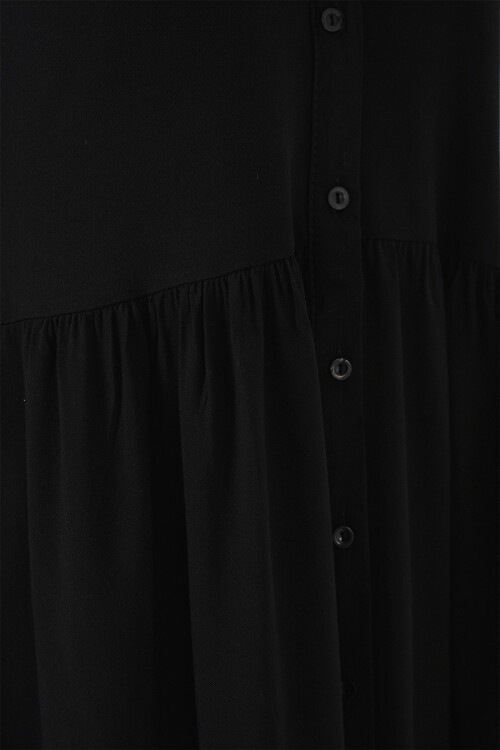 Kadın Sıfır Kol Midi Elbise 2563 - Siyah