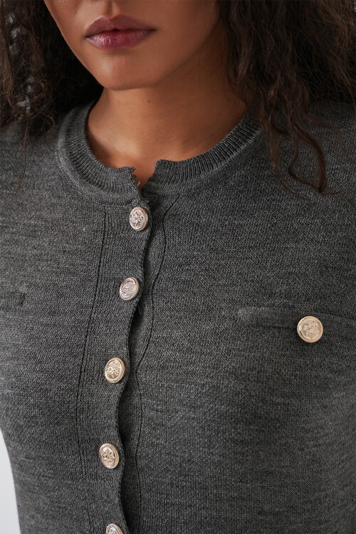 Kadın Triko Hırka Etek İkili Takım 15942 - Antrasit