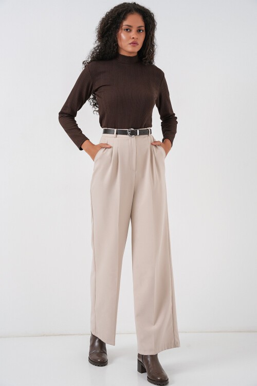 Kadın Uzun Kollu Fitilli Body 976 - Kahverengi