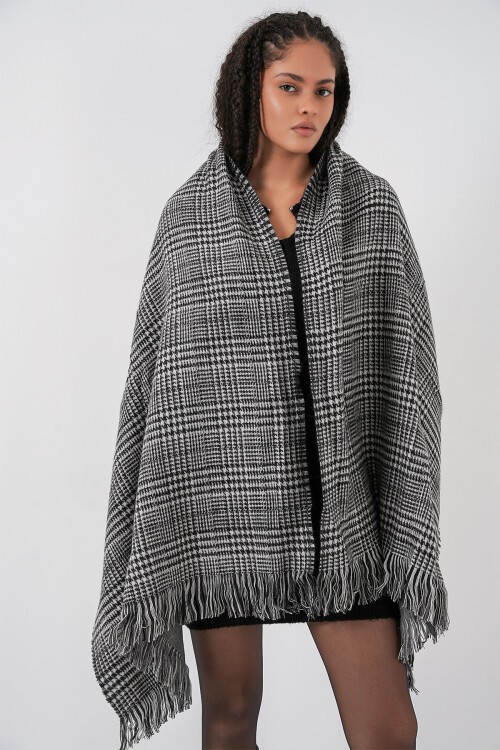 Kadın Yumuşak Dokulu Kalın Şal Atkı 15951 - Antrasit