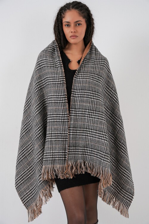 Kadın Yumuşak Dokulu Kalın Şal Atkı 15951 - Camel