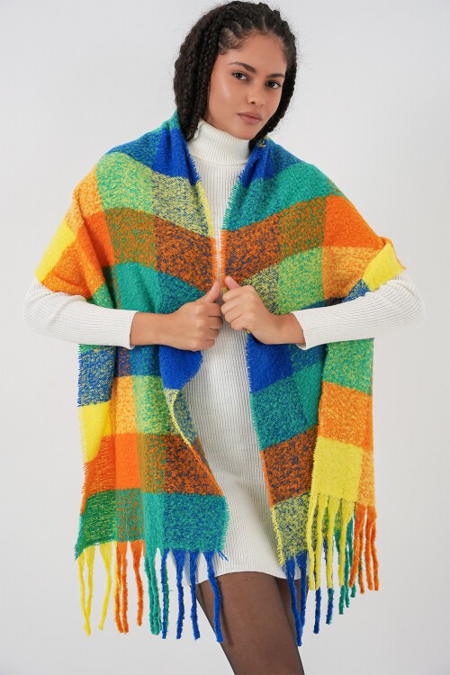 Kadın Yumuşak Dokulu Kalın Şal Atkı 15951 - Sarı