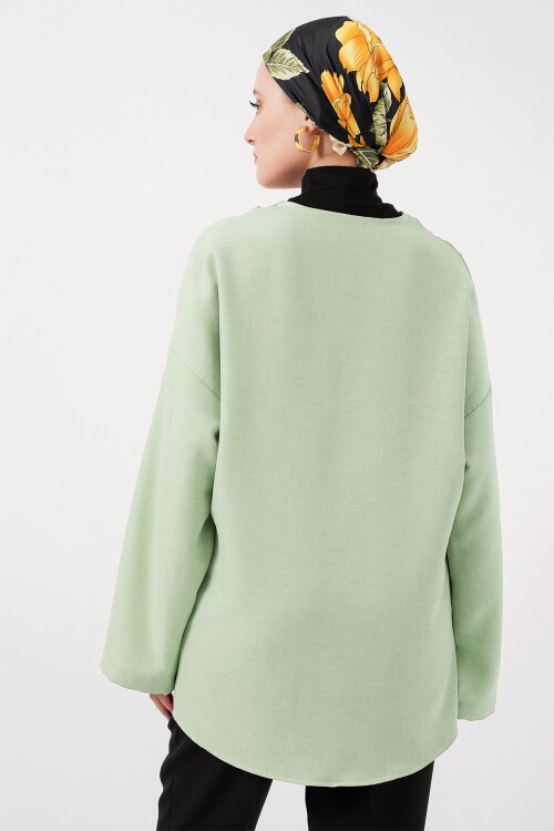 Keten Tesettür Kimono 5968 - E.Yeşil