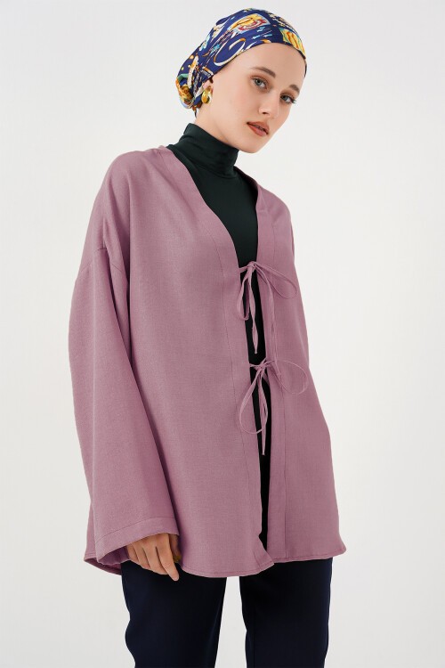 Keten Tesettür Kimono 5968 - Gül Kurusu