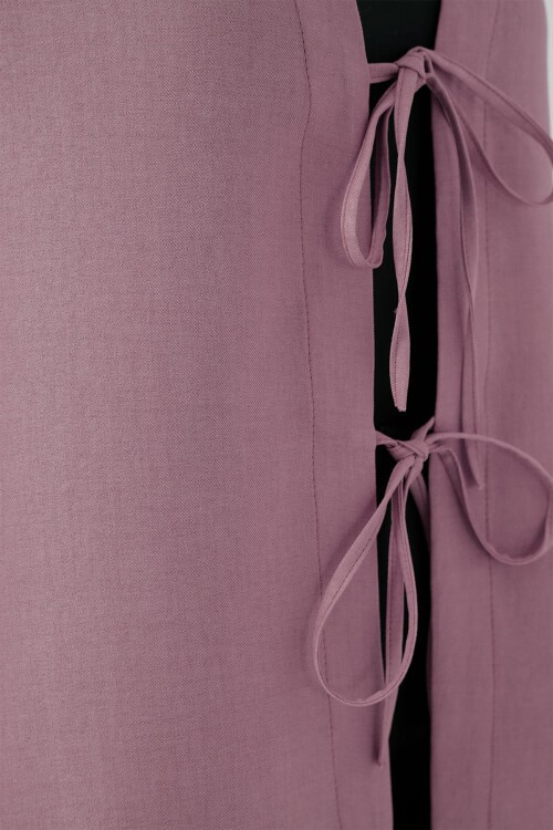 Keten Tesettür Kimono 5968 - Gül Kurusu