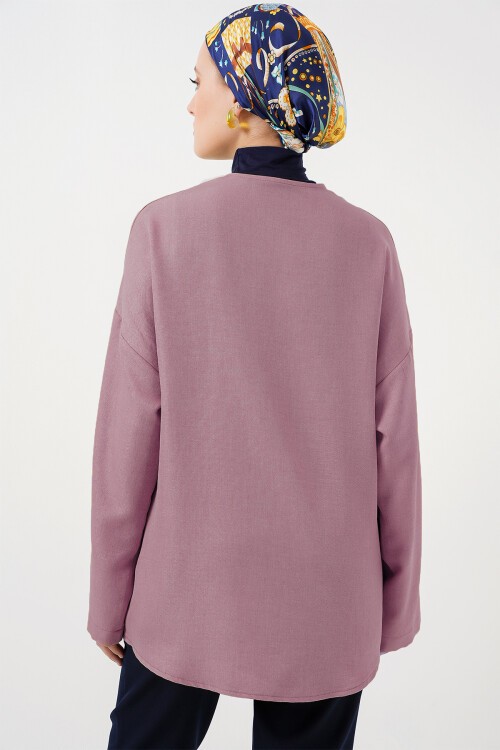 Keten Tesettür Kimono 5968 - Gül Kurusu