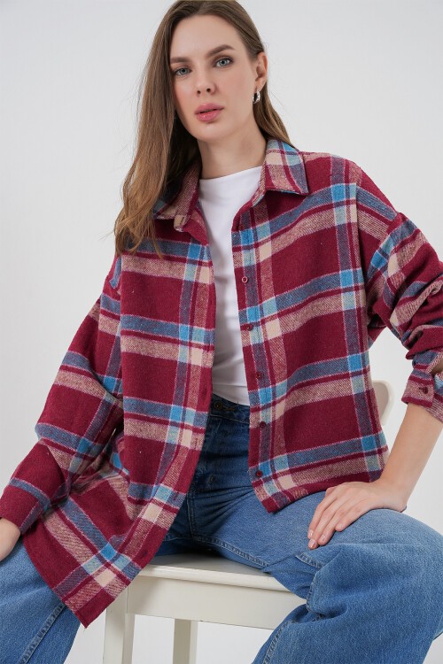 Merterium 3854 Ekose Desen Çift Cepli Gömlek - A. Kiremit