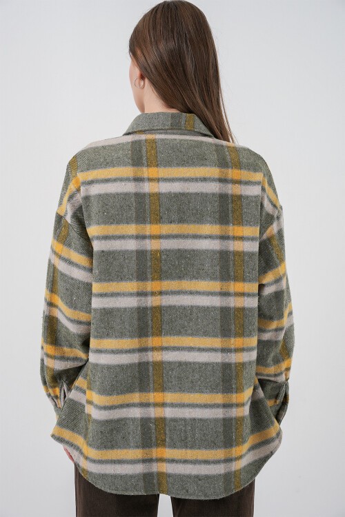 Merterium 3854 Ekose Desen Çift Cepli Gömlek - E.Yeşil