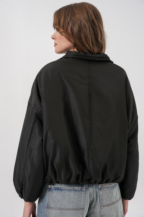 Merterium 5124 Siyah Dik Yaka Şişme Mont