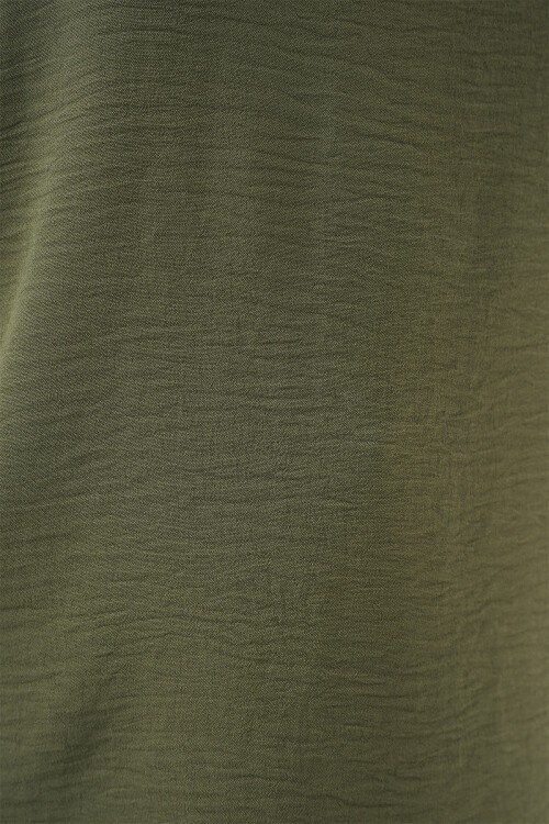 V Yaka Sıfır Kol Bluz 950 - Haki