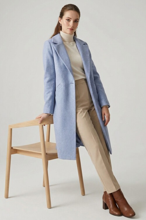 9085 Kaşe Kaban - Mavi