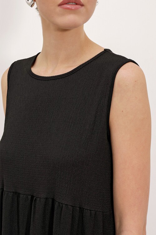 Bigdart 2448 Sıfır Kol Uzun Örme Elbise - Siyah