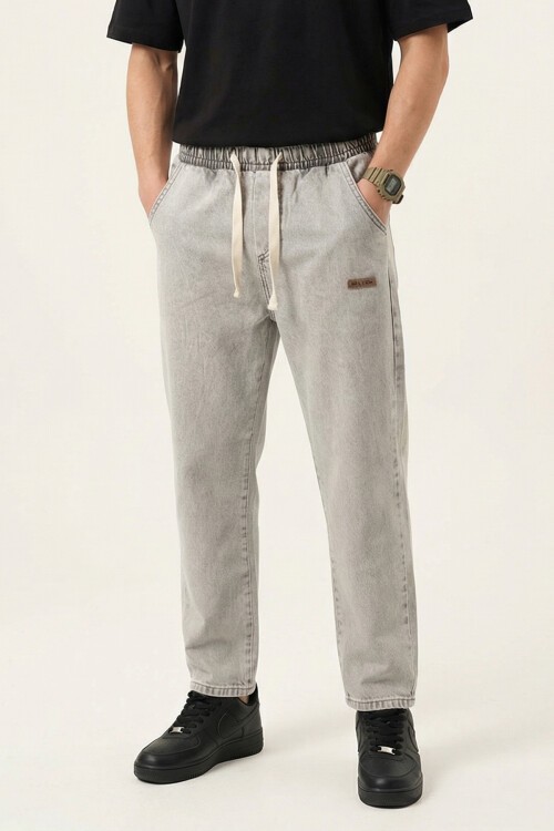 Erkek Rahat Kesim Baggy Jean Pantolon 30073 - Taş