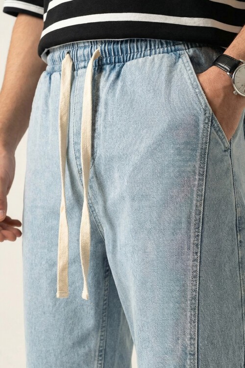 Erkek Rahat Kesim Baggy Jean Pantolon 30074 - Mavi
