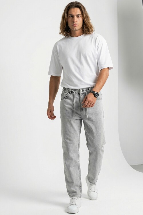 Erkek Rahat Kesim Baggy Jean Pantolon 30075 - Taş
