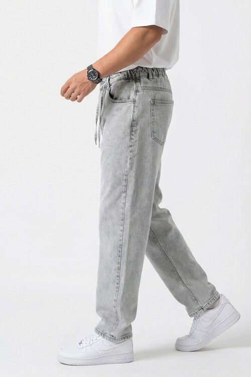 Erkek Rahat Kesim Baggy Jean Pantolon 30075 - Taş