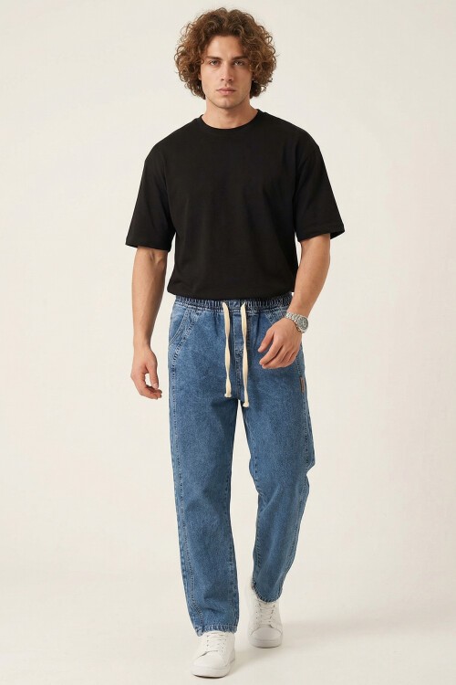 Erkek Rahat Kesim Baggy Jean Pantolon 30076 - İndigo