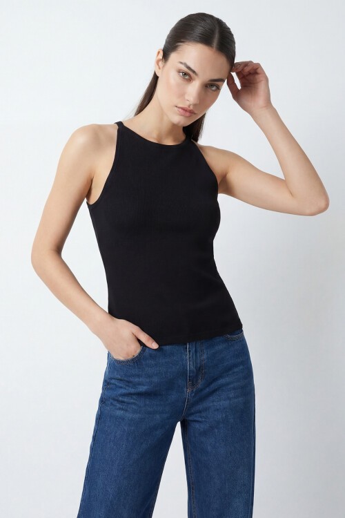 Kadın Askılı Örme Atlet 15935 - Siyah