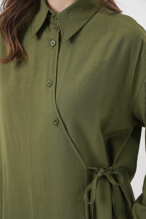 Kadın Bağcıklı Tunik Pantolon İkili Takım 6752 - Haki