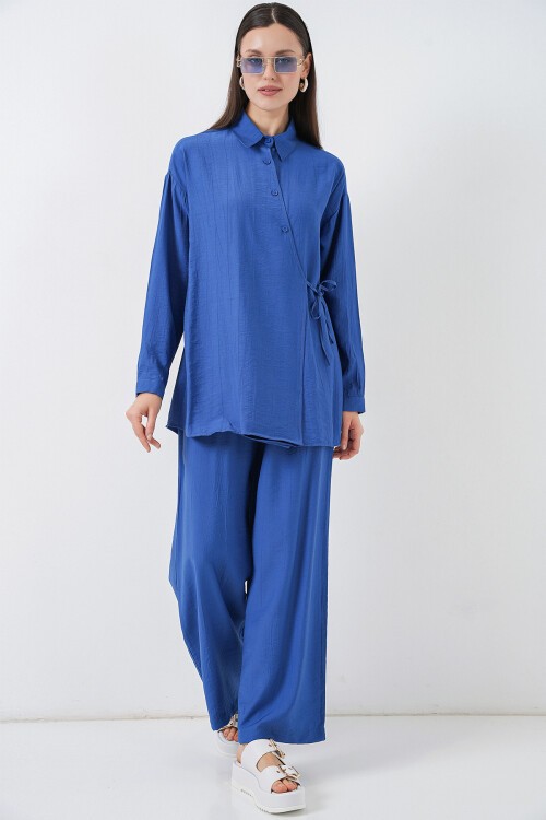 Kadın Bağcıklı Tunik Pantolon İkili Takım 6752 - İndigo