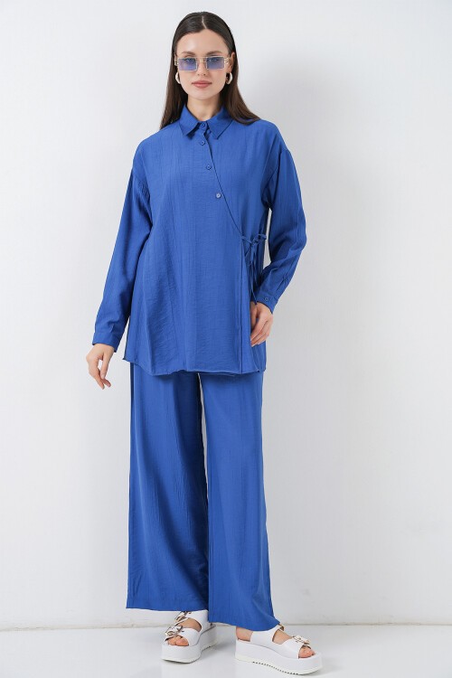 Kadın Bağcıklı Tunik Pantolon İkili Takım 6752 - İndigo