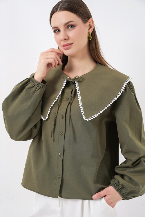 Kadın Bebe Yaka Gömlek 20314 - Haki
