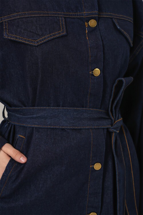 Kadın Ceket Pantolon Kot İkili Takım 30059 - Lacivert