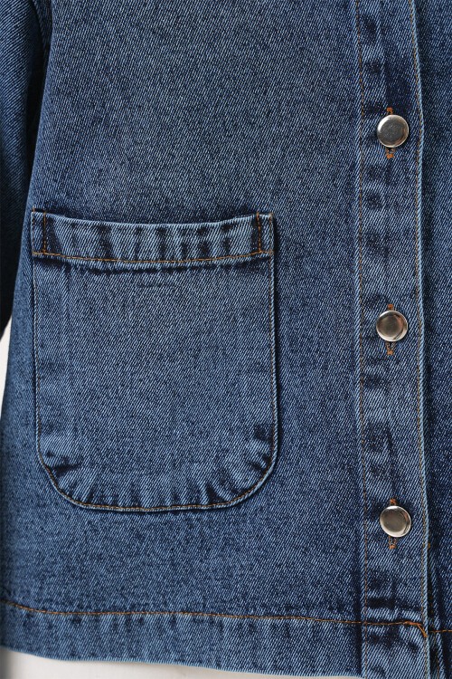 Kadın Çift Cepli Denim Ceket 0731 - Lacivert